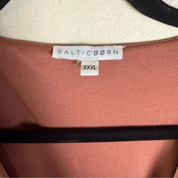 Baltic Born Poppy Satin Midi Dress Rosy Brown XXXL Tie Front - Picture 4 of 16